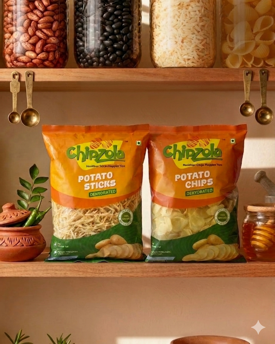Premium potato chips and sticks packaging